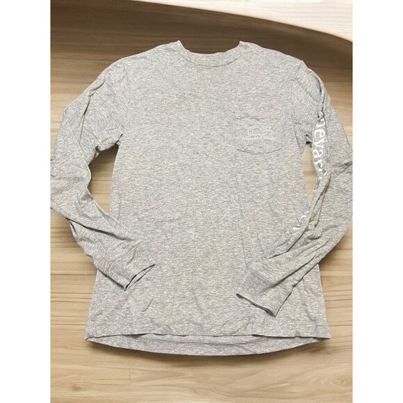 Vineyard Vines Long Sleeve Heather Gray Shirt Whale Back Graphic Pocket Size XS - Picture 1 of 4